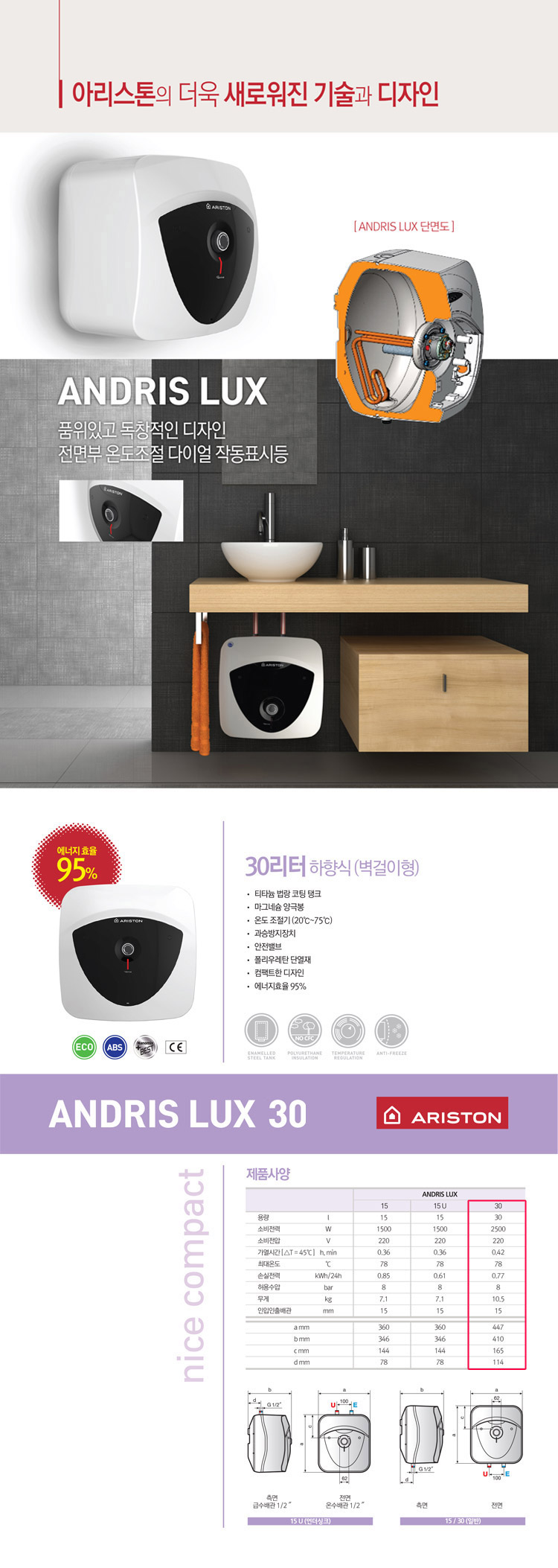 저장식온수기，아리스톤，전기온수기，온수기，순간온수기