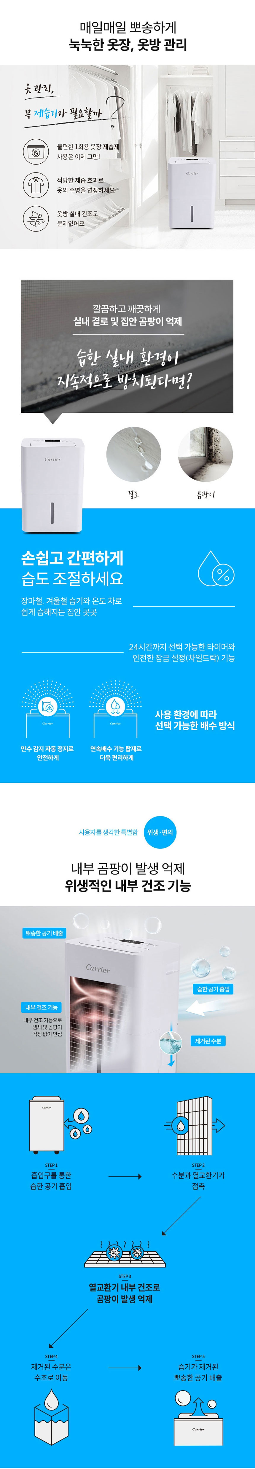 캐리어,제습기,대용량제습기,제습,습기제거,이동식제습,클라윈드제습기