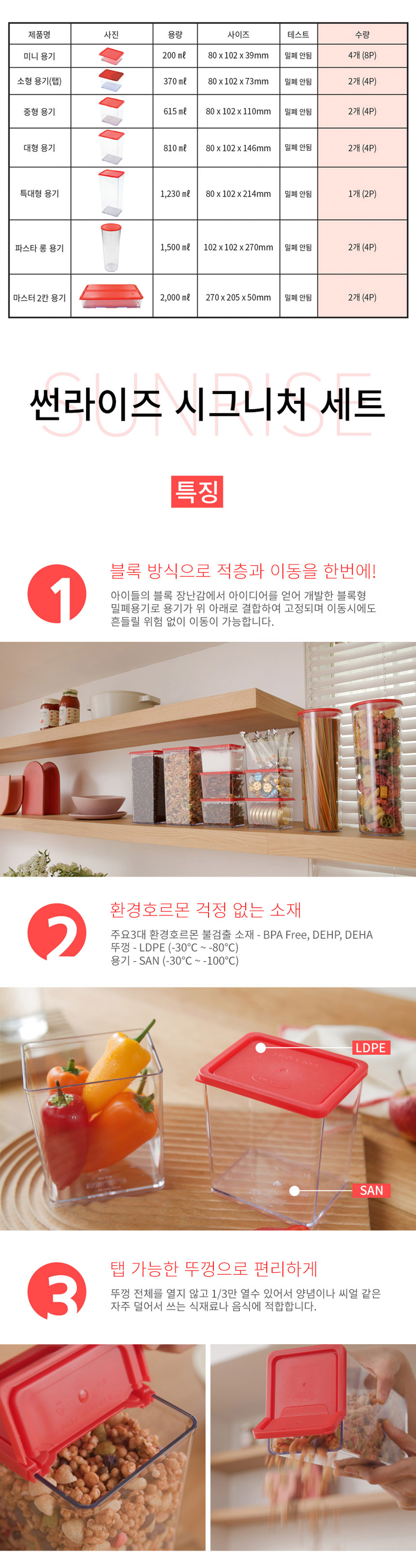 냉장고용기,밀폐용기,레드블록,반찬통,썬라이즈,보관용기,냉장고정리,용기,도어포켓용기,파스타용기,냉동고용기,전자렌지용기