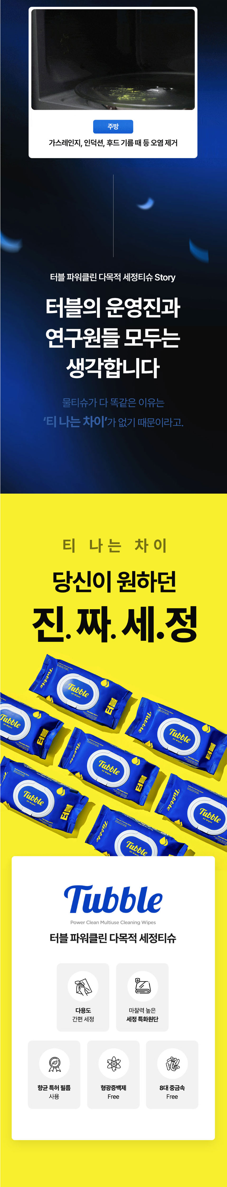 터블,다목적세정제,세정티슈,가스레인지오염제거,후드기름때제거,간편세정