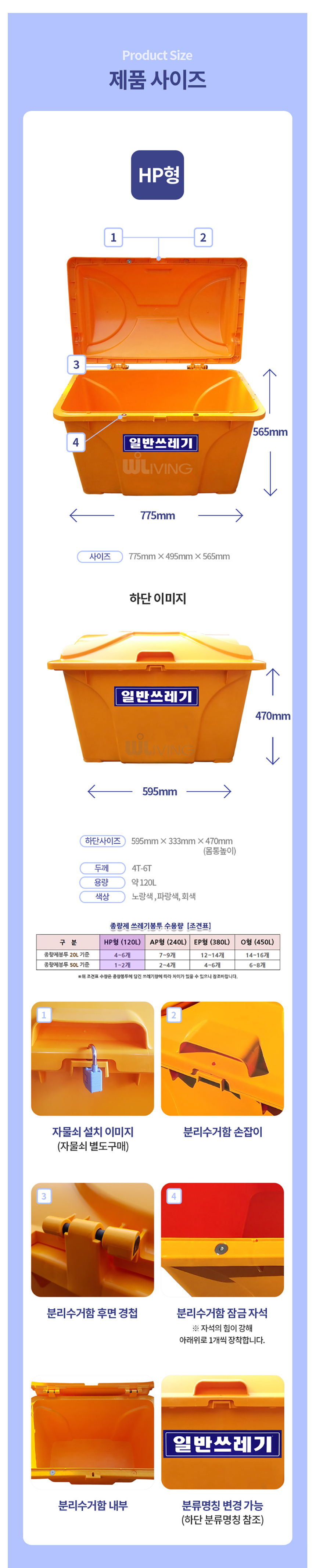 쓰레기분리수거,재활용분류함,사각분리수거함,플라스틱분리함,보이는분리함