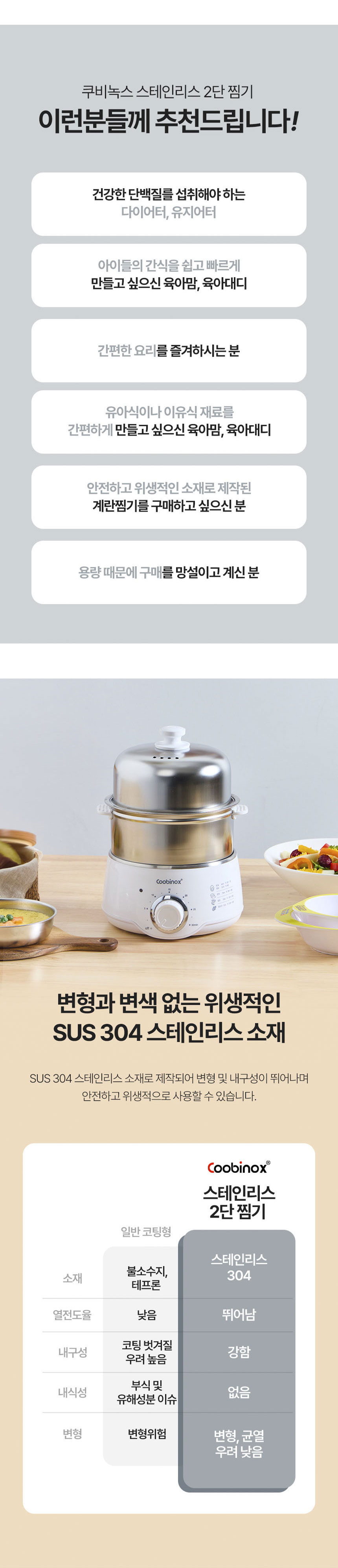 쿠비녹스,찜기,계란찜기,스테인레스찜기,멀티찜기,2단찜기