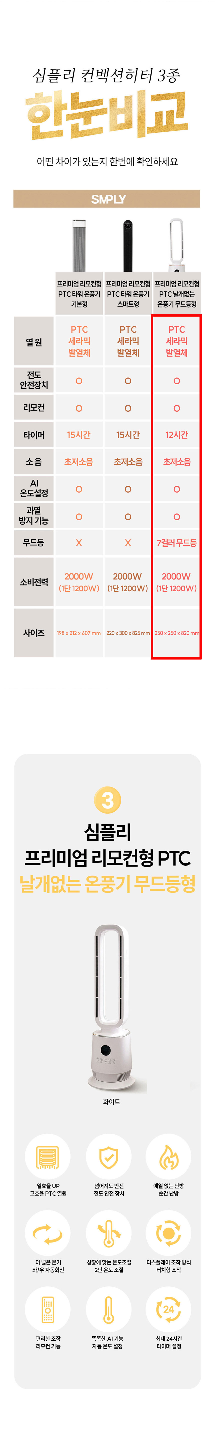 심플리,날개없는온풍기,타워형온풍기,전기온풍기,온풍기,계절가전,무드등형온풍기