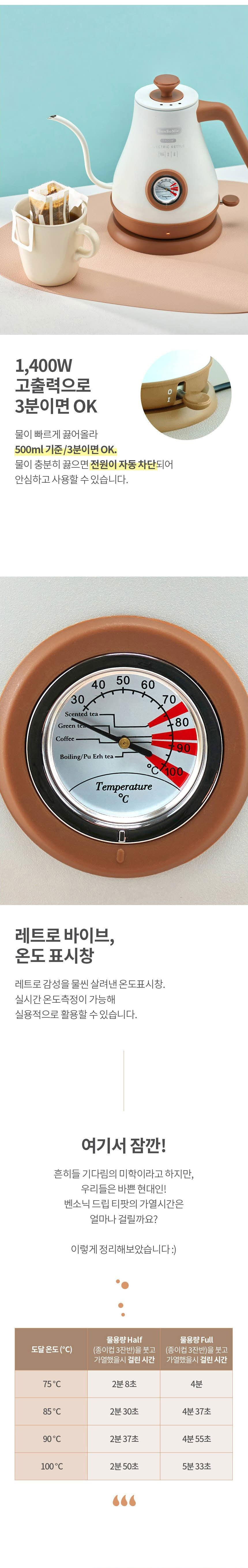 벤소닉,티팟,포트,드립티팟,홈카페,커피타임,티타임,분리형뚜껑,핸드드립티팟