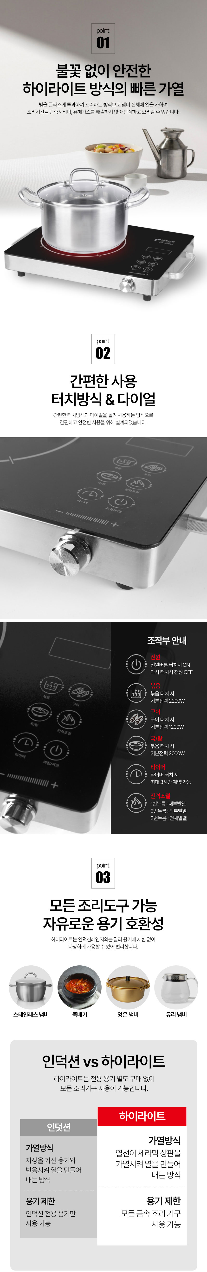 키친아트,전기레인지,하이라이트,세라믹글라스상판,모든용기사용가능,타이머설정,터치형버튼,1구하이라이트