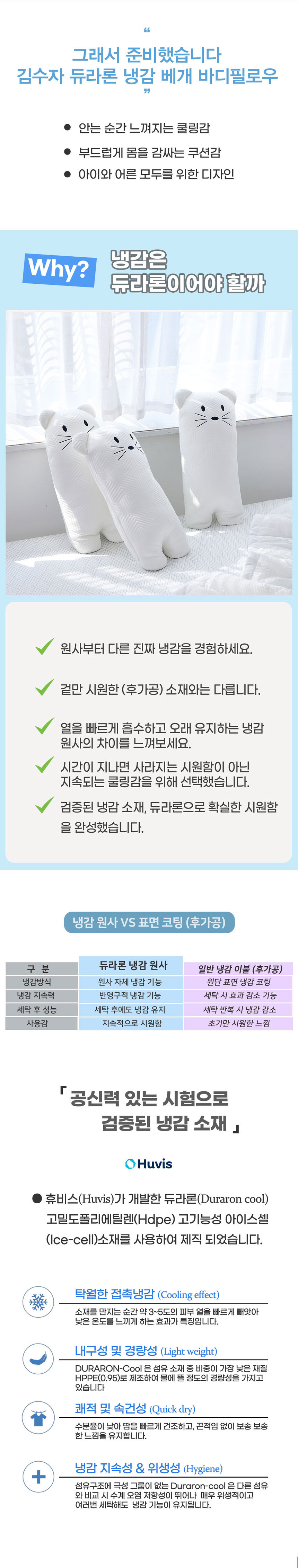 김수자,바디필로우,냉감쿠션,냉감베개,듀라론,냉감원사,통기성,쿠션감