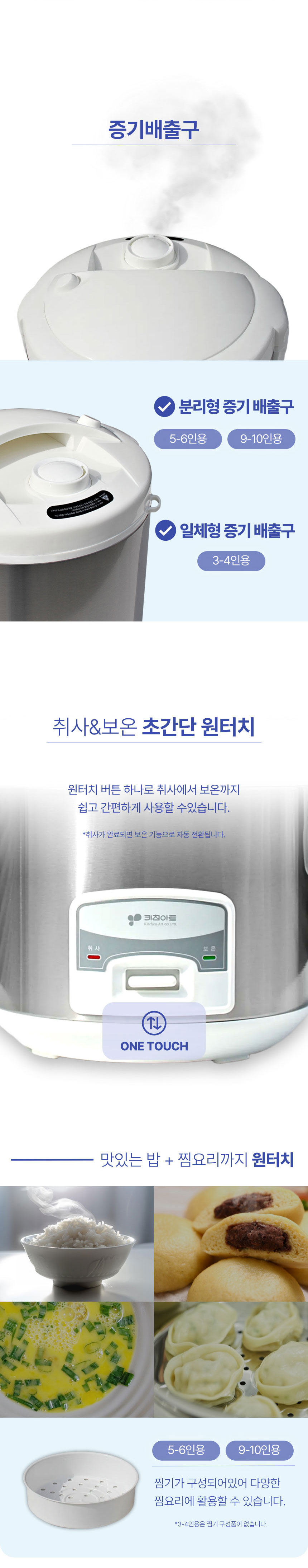 키친아트,밥솥,전기밥솥,전기보온밥솥,보온밥솥,원터치버튼,3~4인용