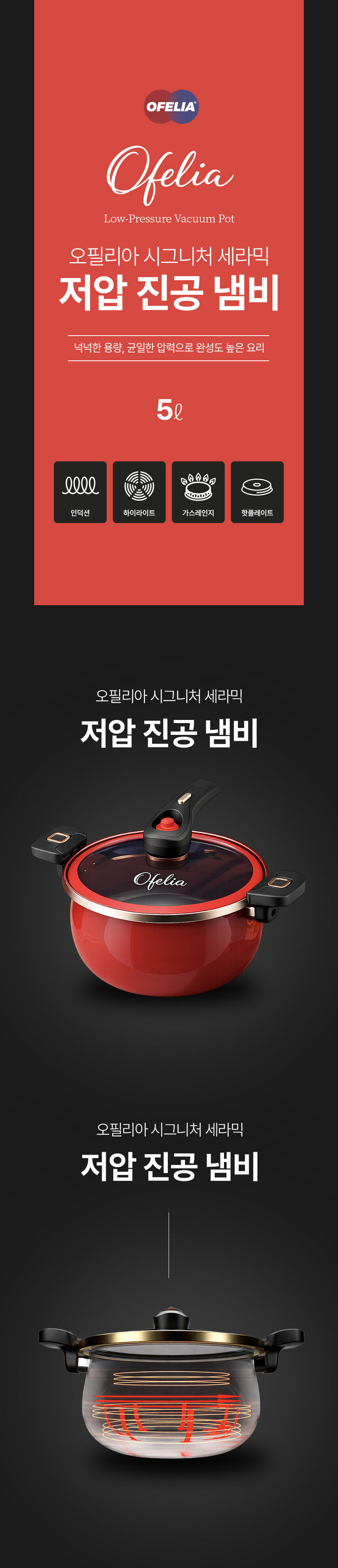 저압진공냄비,냄비,세라믹냄비,통스팀공법,다양한열원사용가능,간편세척,양수냄비,유리뚜껑,저압냄비